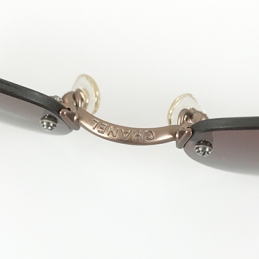 CHANEL 4003 Rimless Sunglasses Brown Gradient Lens Metal Frame