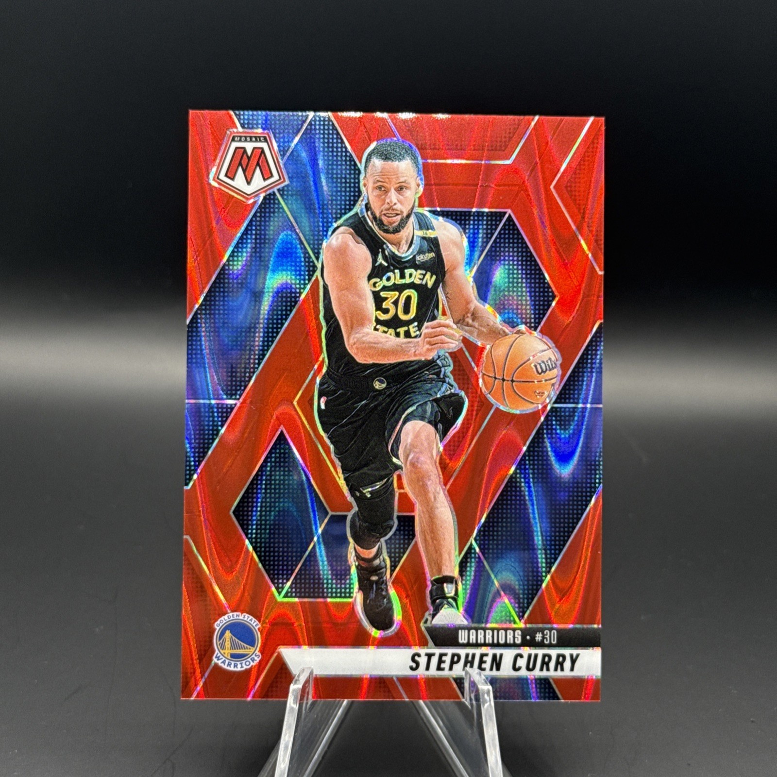 2024-25 Panini Mosaic - Stephen Curry #163 Red Seismic Mosaic Prizm /299