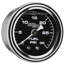 Glowshift Liquid Filled 30 Psi Mechanical Fuel Pressure Gauge Black Dial 1-12