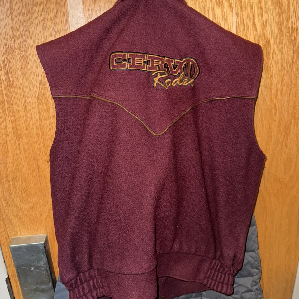 Colete de lã Schaefer Outfitter colarinho de couro masculino M feito nos EUA estilo cowboy 715 - Imagem 3 de 4