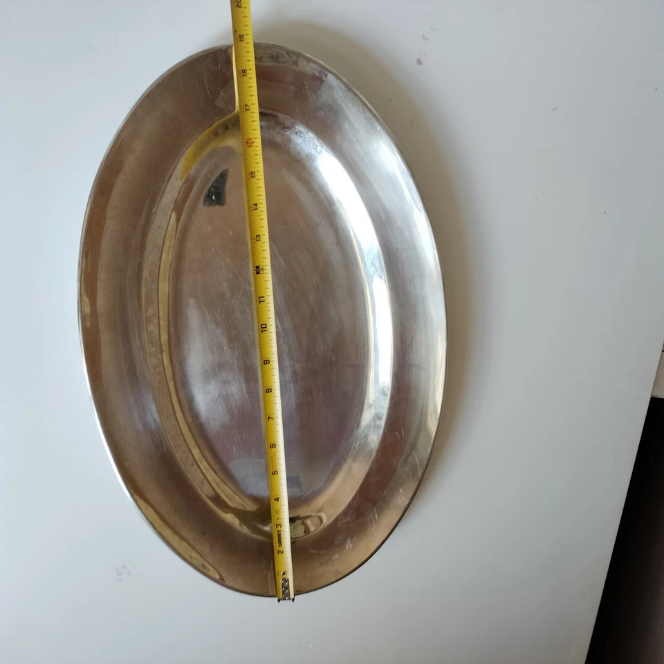 Plato GRANDE pesado ovalado de acero inoxidable atemporal servidor de vacaciones Farberware anfitriona Foto 2 de 4