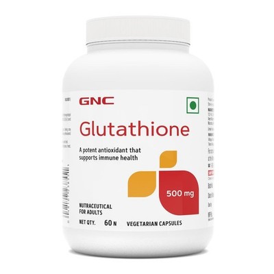 GNC Glutathione 500mg With Vitamin C For Clear & Radiant Skin | 60 Veg Capsules