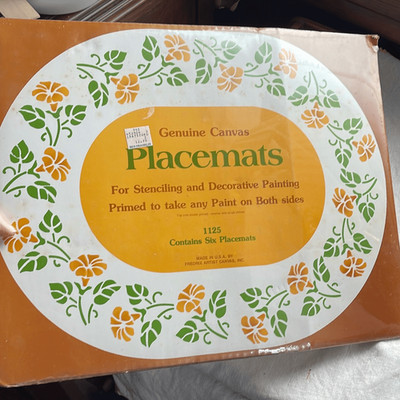 VTG Genuine Canvas placemats(6) for painting or stenciling. In org packaging.