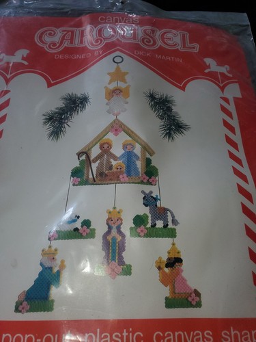 Weihnachtskarussell Krippe Mobile Kunststoff Leinwand Kit Neu aus altem Lagerbestand 1983 Nadelspitze  - Bild 2 von 11