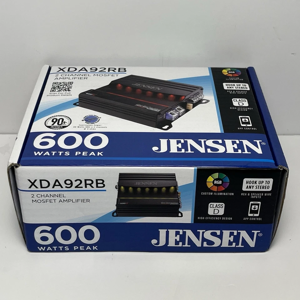 Amplificador Coche Jensen XDA92RB 600W 2 Canales MOSFET Clase D Iluminación RGB - Nuevo Foto 2 de 4