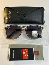 Ray-Ban RB4171 ERIKA Round Sunglasses Women Polarized Black Frame Gray Lens