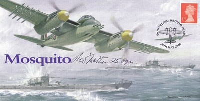 Moskito Cover signiert Robert W Dalton Beobachter Schlacht um Großbritannien. Geflogene Mücke