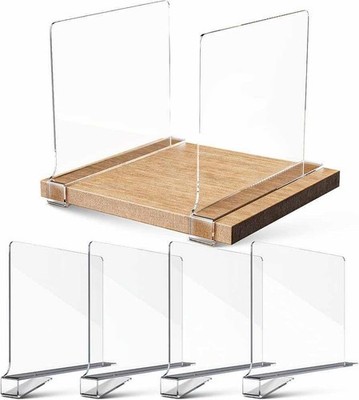 4 PCS CLEAR ACRYLIC SHELF DIVIDERS FOR CLOSET ORGANIZATION