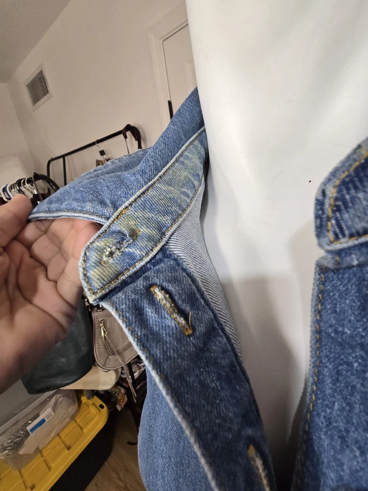 ASOS Women's Long Sleeve Denim Button Up Dress Collar Fitted Western Boho Size 4 - Image 4 of 4