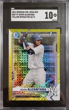 2021 Bowman KEVIN ALCANTARA Chrome 1st YELLOW MEGA BOX MOJO REFRACTOR /75 SGC 10