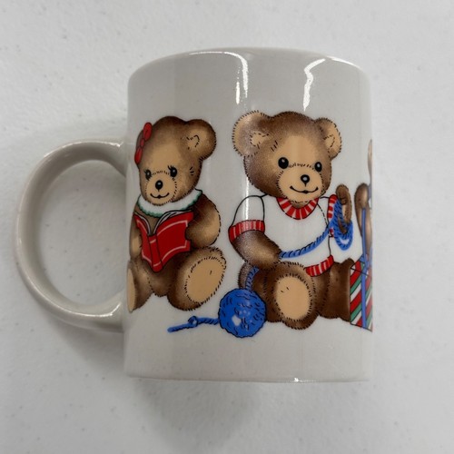 Vtg World Bazaars Inc. Christmas Teddy Bear Mug coffee tea cup retro holiday a - Picture 8 of 9