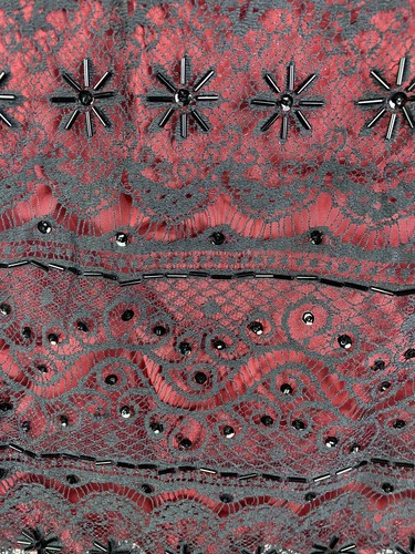 Geometrie Rock Größe 4 Damen schwarz Spitze Perlen Wein Slipper Schicht (A56) - Bild 6 von 16