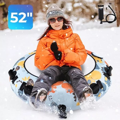 Trineo de nieve inflable de 52" tubo de nieve resistente invierno al aire libre juguetes divertidos regalo niños - Imagen 6 de 11