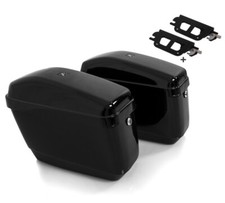 Set 2x Hard saddlebags + supports QL for chopper / custombikes 91-17 Nevada