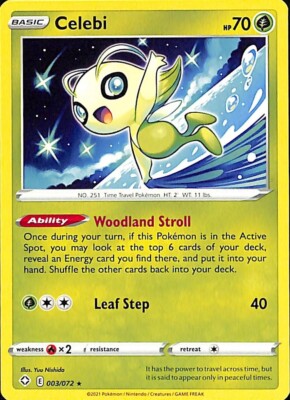 Celebi 003/072 - Shining Fates - Rare - Pokemon Card TCG - NM | eBay
