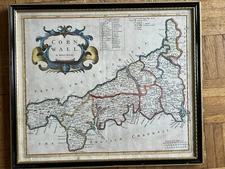Map of Cornwall By Robert Morden : circa 1695 - Hand coloured