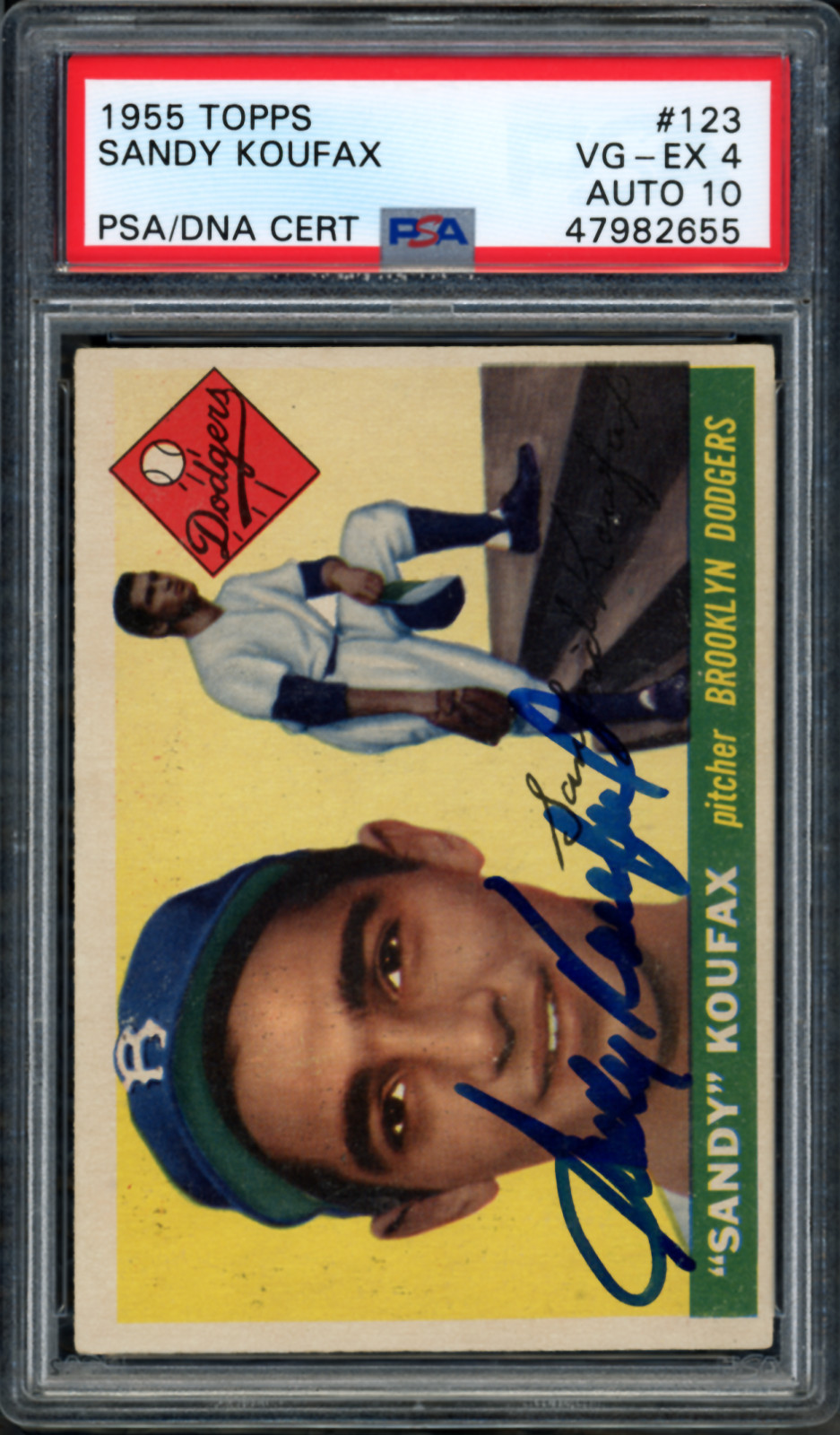 1955 Topps #123 Sandy Koufax Rookie HOF Auto PSA 4 DNA 10 47982655