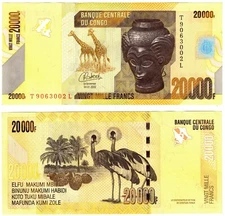 2022 Congo P104 20000 Francs Banknote UNC
