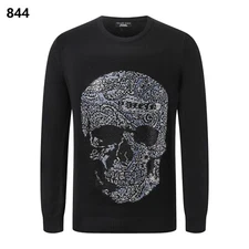 PHILIPP PLEIN PHILIP RHINESTONE SKULL SWEATER GOLF RHINESTONES JUMPER