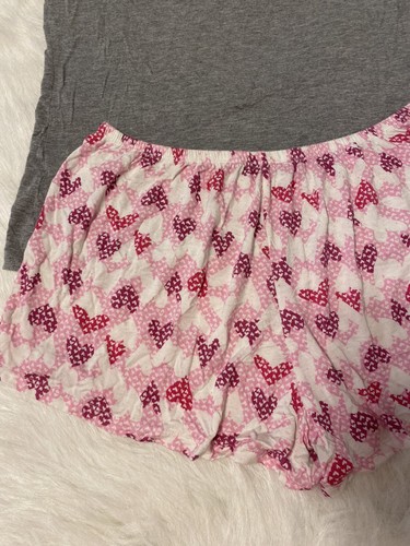 Tart Pajama Set Womens Size XL Grey Pink Hearts Stretchy Two Piece Set - Picture 9 of 10