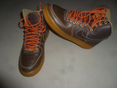 NIKE AIR FORCE ONE HIGH TOP YOUTH SHOES 653998-200 7Y BAROQUE BROWN LEATHER 