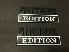 2pcs Matte Black & White SHITBOX EDITION Parts Emblem Badges Fits Truck