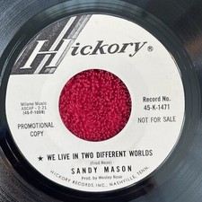 SANDY MASON Hickory 45-K-1471 PROMO 45rpm (Country, 1967)
