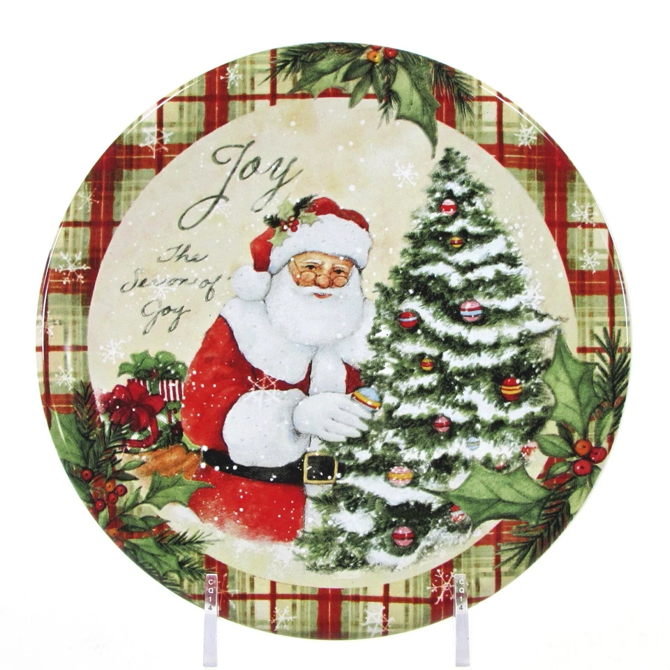Juego de 4 platos de canapé a cuadros de Santa Susan Winget Certified Intl HOLIDAY WISHES 6,5" Foto 4 de 4