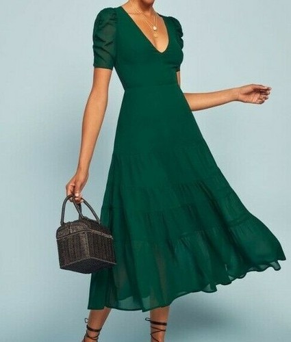 REFORMATION Emerald Green COSA Ruched 