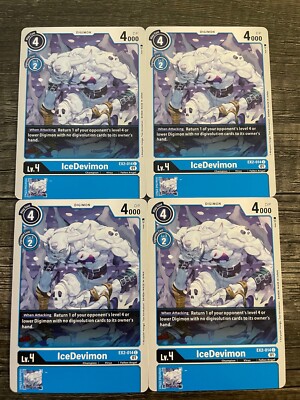 Icedevimon EX2-014 C X4 Playset Digimon TCG Digital Hazard