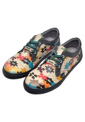 DOGO Shoes Women Vegan Leather Multicolor Sneakers In the Puzzle Design 