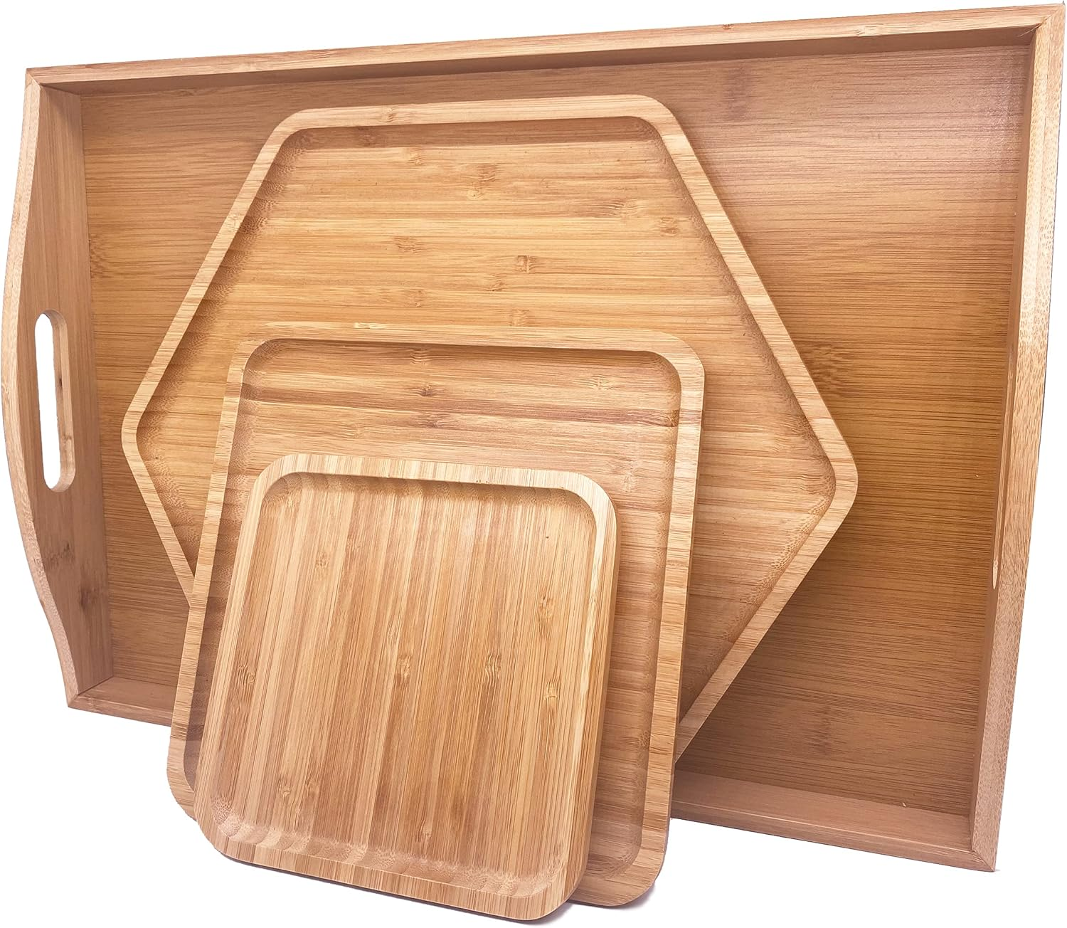 Elegant Bamboo Charcuterie Board with Handles 16.5x11.8 Inches Set