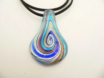 Anhänger Lampwork, Tropfen Türkis Blau gold kupfer silber 317e - Bild 1 von 4