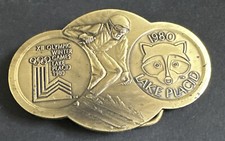 1980 Olympics Winter Games Lake Placid XIII Belt Buckle Brass Raccoon Mascot
