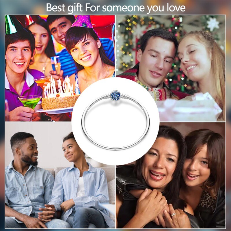 KUNSIR 925 Sterling Silver Bracelet Cosmic Star River Bracelet DIY Bracelet Gift