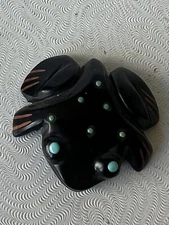 ZUNI Fetish frog BY Jon QUAM Jett turquoise gifts 0088
