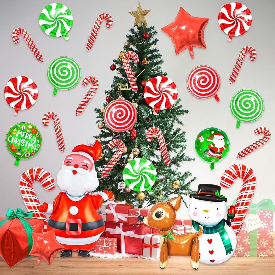 40PCS Candy Themed Christmas Decorations, Giant Candy Cane Gift Box