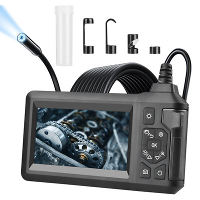 1080P Industrial Borescope Endoscope Camera with Light 16.4FT Semi-Rigid Cable