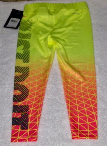 NIKE Printed Dri Fit Volt Orange Pink Grey Leggings NEW Little Girls Sz 4 XS - Picture 2 of 3
