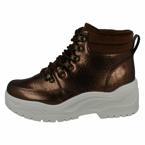 Damen F4R437 Winter Schnürer Plateau Grob Stiefeletten Von Spot On Ausverkauf - Bild 16 von 17