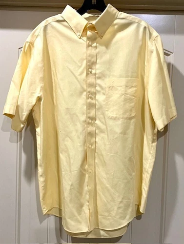 RoundTree & Yorke GOLD LABEL Shirt Men Large Yellow Perfect Performance Non-Iron