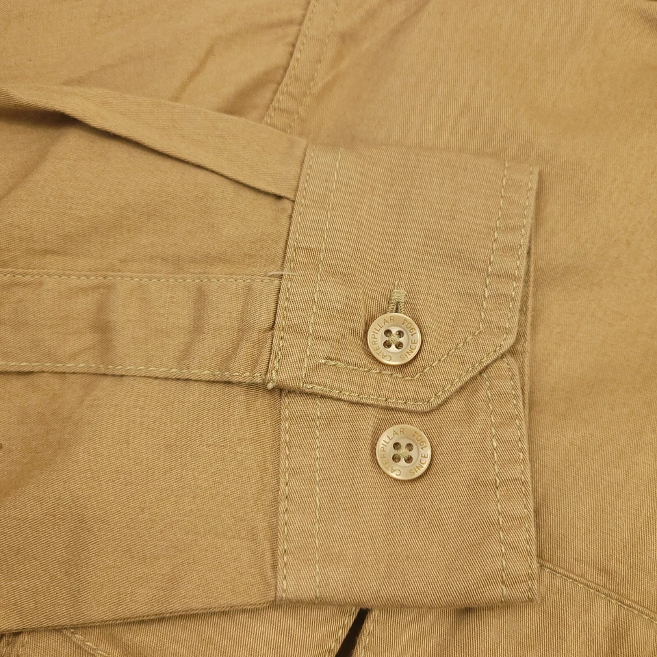 CAT Caterpillar Urban Passage Long Sleeve Oak Buff Brown Work Shirt Mens Medium - Image 3 of 4