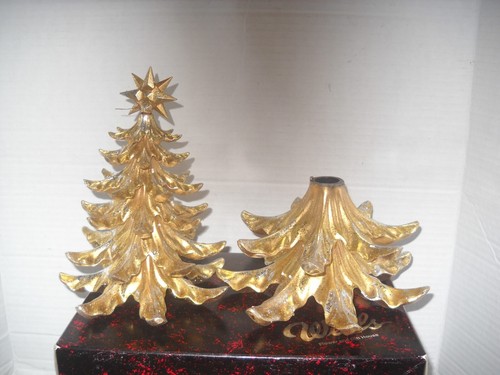 WELLS FLOWER AND GIFT HOUSE GOLD CHRISTMAS TREE 3 PIECE IN BOX HOLIDAY GIFT 7X10 - Picture 2 of 10