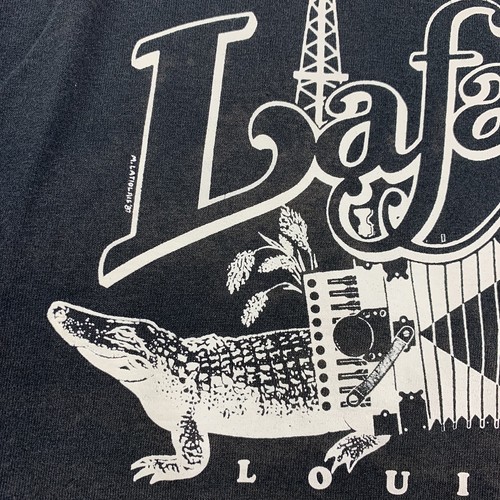 Vgt Black Lafayette LA Single Stitched Sz L Gator Accordion Faded 80’s Laugh Cry - Picture 10 of 12