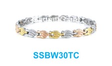 3 Tone - Women magnetic stainless steel link bracelet for health  beauty 30TC