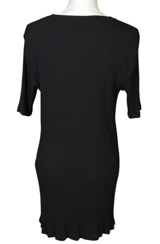 Eileen Fisher Shift Dress Ribbed Size Medium Black Tencel Minimalist Classic - Picture 4 of 7