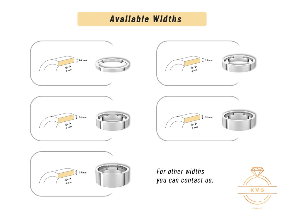 18K White Solid Gold 2mm FLAT Wedding Band Ring - Comfort Fit Polished New - Image 4 of 4