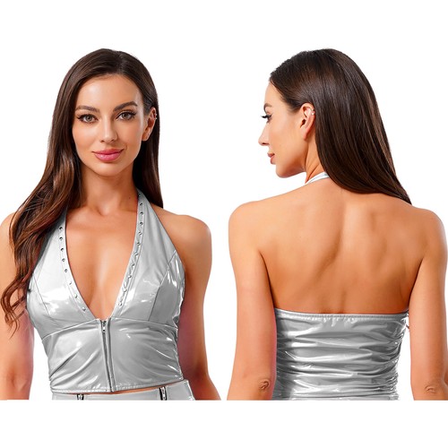 Women Vest Gothic Tank Fashion Top Party Clubwear Outfit Bralette Backless Pu - Picture 19 of 84