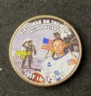 Colorized Kennedy Half Dollar Apollo 11 First Man On The Moon Free Shipping