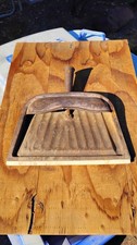 Vintage JV Reed Metal Dustpan Copper Finish Hard Rubber Edge Made in the USA